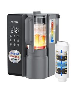Waterdrop WD-M1 Reverse Osmosis Water Filter Countertop, Hot Water Countertop Reverse Osmosis System, 7 Temperature Options, 6 Stage Purification, 3:1 Pure to Drain, No Installation, Gray