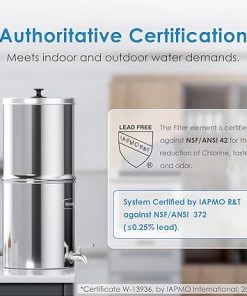 Waterdrop Gravity-fed Water Filter System, Reduces Lead and up to 99% of Chlorine, NSF/ANSI 42&372 Standard, with 2 Black Carbon Filters and Metal Spigot, King Tank Series, WD-TK-A 2