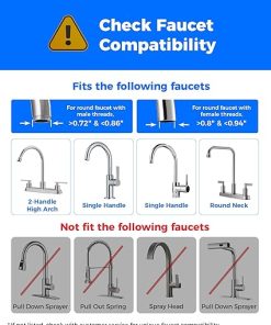 [Alkaline] Waterdrop Water Filter for Sink Faucet, Filter Life Reminder, 320 Gallon Tap Water Filter for Kitchen Sink, NSF Certified Reduces Chlorine, Faucet Mount Water Filtration System, 1 Filter 2