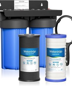 Waterdrop 2 Stage Whole House Water Filter System, with Carbon Filter and Sediment Filter, 5-Stage Filtration, Highly Reduce Chlorine, Taste, Odor, 5 Micron WD-WHF21-BG, 1" Inlet/Outlet