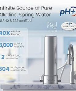 Waterdrop Alkaline Countertop Water Filter, NSF/ANSI 42&372 Certified, Multi-Stage Stainless Steel Filter for 8000 Gallons, Reduces Heavy Metals, Bad Odor and 99% Chlorine,WD-CTF-04(2 Filter Included) 2