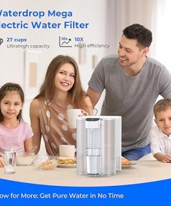 Waterdrop Mega Electric Water Filter Pitcher, Dispenser, 27-Cup, White, with 1 Filter & Waterdrop 200-Gallon Long-Life Lucid 10-Cup Water Filter Pitcher, Blue, with 1 Filter 2