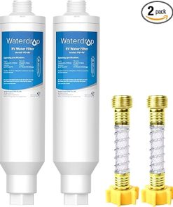 Waterdrop RV Water Filter, NSF Certified, Reduces Chlorine, Bad Taste, Odor, 2 Pack, Flexible Hose Protector
