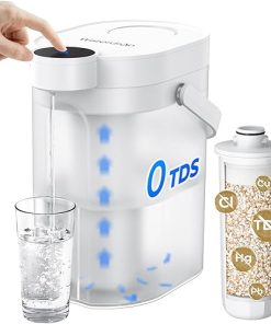 Waterdrop 0 TDS Zero TDS Water Rechargeable Water Filter Dispenser, 4-Stage Instant Electric Powerful Pitcher, Reduce Chlorine, Lead, 15-Cup Countertop Water Filtration System with 1 Filter, White