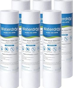 Watedrop 5 Micron Water Filter 10" x 2.5" Whole House Water Filter Replacement Cartridge, Sediment Water Filter Replacement for Any 10 inch RO Unit, Aqua-Pure® AP110, Culligan® P5, WHKF-GD05, 6 Pack