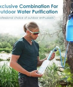 Waterdrop Gravity Water Filter Straw, Camping Water Filtration System, Water Purifier Survival for Travel, Backpacking and Emergency Preparedness, 1.5 gal Bag, 0.1 Micron, Light Blue 2