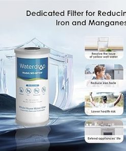 Waterdrop Whole House Water Filter System, Reduce Iron & Manganese, 2-Stage WD-WHF21-FG, 1″ Inlet/Outlet and Waterdrop Whole House Sediment Water Filter, 10″ x 4.5″ 2