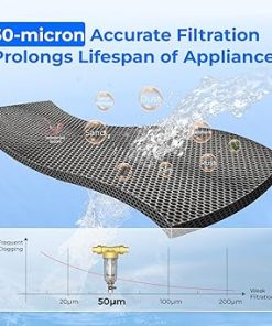 Waterdrop Spin Down Sediment Filter, Whole House Water Filter System for Well/City Water, 40-50 Micron, 1″ MNPT + 3/4″ MNPT 2