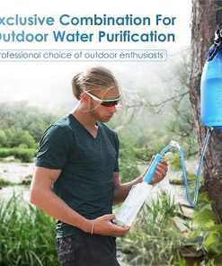 Waterdrop Gravity Water Filter Straw, Camping Water Filtration System, Water Purifier Survival for Travel, Backpacking and Emergency Preparedness, 1.5 gal Bag, 0.1 Micron, 5 Stage Filtration, Blue 2