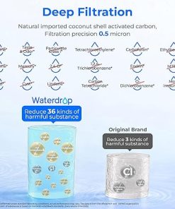 Waterdrop Plus 5231JA2002A NSF 401&53 Refrigerator Water Filter, Reduce PFAS, Replacement for LG® LT500P®, ADQ72910911, ADQ72910901, Kenmore 9890, GEN11042FR-08，3 Filter (Package May Vary) 2