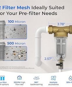 Waterdrop Spin Down Sediment Filter, Backwash Whole House Water Filter System for City/Well Water, 100 Micron+500 Micron, 1″ MNPT + 3/4″ FNPT + 3/4″ MNPT, Traps Sand, BPA Free 2